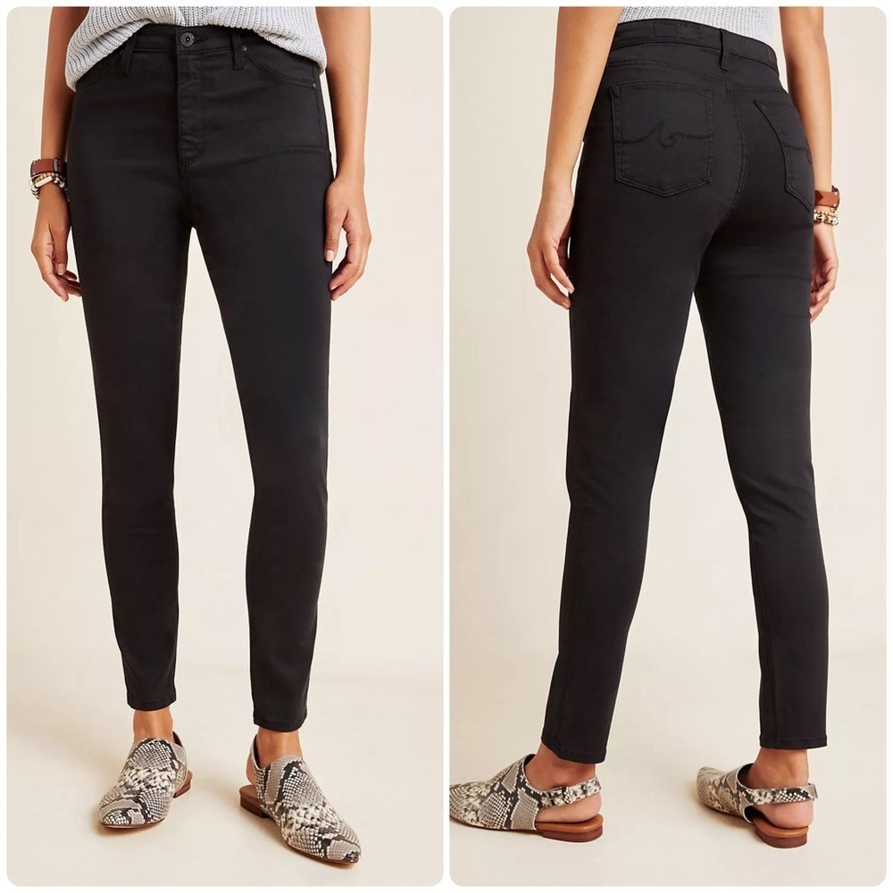 NWT AG Adriano Goldschmied The Abbey Sateen High-Rise Skinny Ankle Jeans‎ Dark